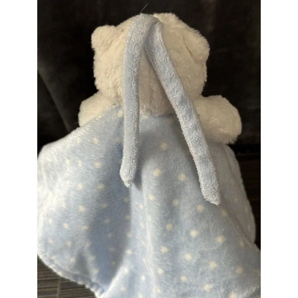 Blankets And‎ Beyond White Bear Polka Dot Blue Security Blanket Baby Lovey